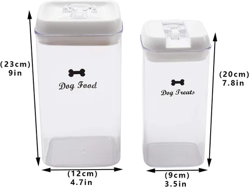 Vista 4 de Pethiy Contenedor de almacenamiento de alimentos para perros y mascotas, plástico transparente, recipiente de almacenamiento hermético, tarros