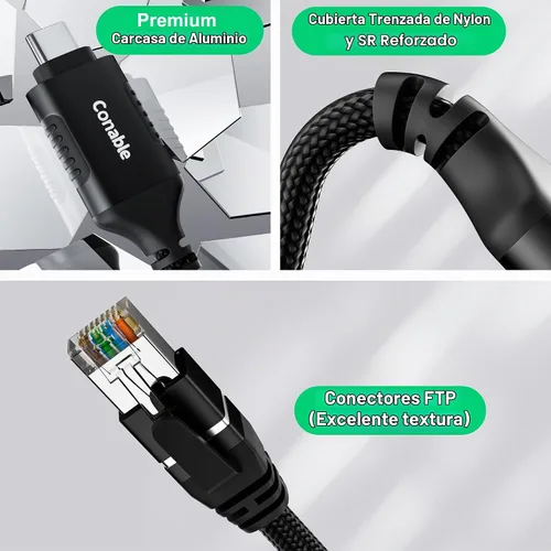 Vista 5 de Cable Ethernet a USB C de 1 pie, adaptador de red LAN de Internet tipo C a RJ45, Gigabit, trenzado, conectado directamente, Thunderbolt 4/3
