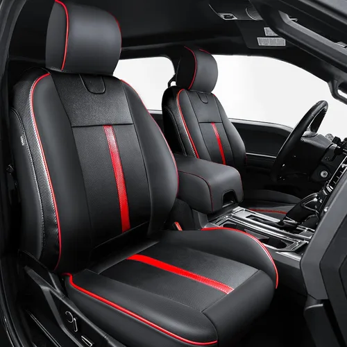 Vista 10 de Fundas de asiento de piel sintética de alta calidad para Ford F150 SuperCrew XL XLT STX (2015-2020) y F250/F350/F450 Crew Cab XL XLT (2017-2022)