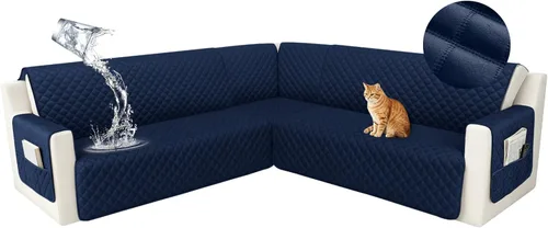 Vista 9 de HDCAXKJ Funda seccional de esquina impermeable para sofá de terciopelo en forma de L, fundas para sofá para mascotas, perros, suaves, resistentes