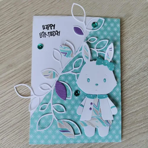 Vista 2 de Metal troquelado, 3.5x3.5 in hermoso unicornio conejo zorro corte metal muere animal muñeca papel papel decorativo arte tarjetas en relieve