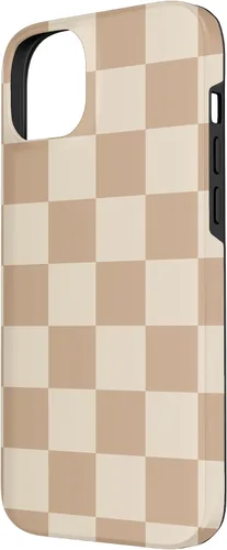 Vista 30 de Funda de tablero de ajedrez marrón beige claro para iPhone 14 Pro