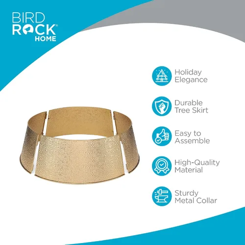 Vista 9 de BIRDROCK HOME Collar de Árbol de Navidad de 4 Paneles - Falda Dorada con Burbujas para Árbol - Base Pequeña de 26" - Cubierta de Base de Árbol