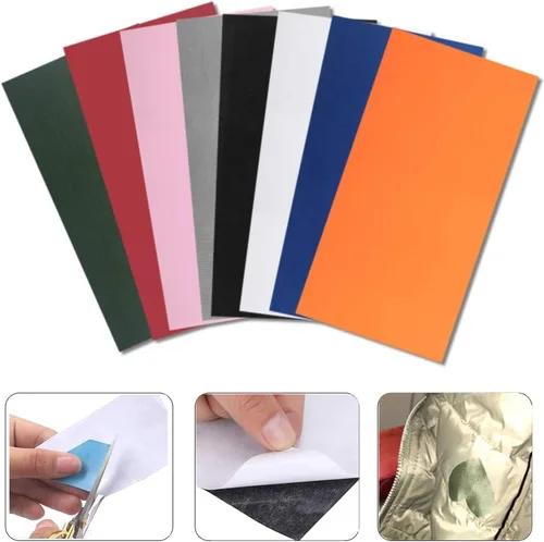 Vista 3 de ACKLLR 8 parches de reparación autoadhesivos con papel guía de modelos, impermeables, ligeras, de poliéster, para agujeros de ropa, impermeable