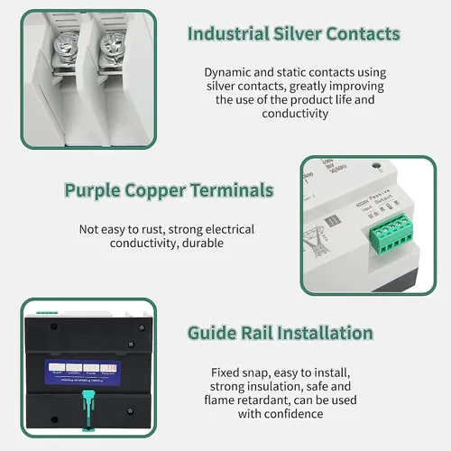 Vista 6 de Interruptor de transferencia automática, larga vida útil AC110V 80A ignífugo anti AgingPower interruptor de transferencia automática para fábricas