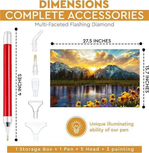 Vista 2 de LGANHAPY Pintura de diamantes Dawn con punta iluminada Kits de pintura de diamantes grandes 5D con accesorios para adultos Pintura de diamantes