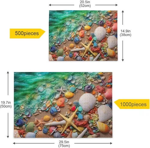 Vista 5 de Sea Creatures Shells Jigsaw Puzzles 500 Pieces for Adults with Mesh Storage Bag 2011761