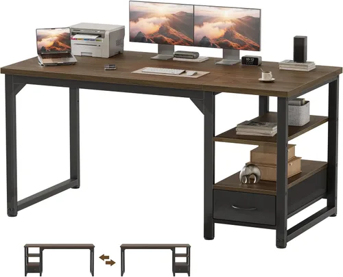 Vista 107 de Mericonia Escritorio para computadora, escritorio de juegos para espacios pequeños, mesa de estilo moderno y simple para oficina en casa, mesa