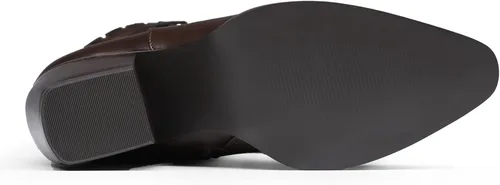 Vista 5 de DREAM PAIRS Botas vaqueras occidentales para mujer, botas vaqueras de media pantorrilla sin cierre