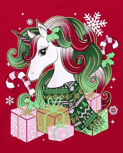 Vista 2 de The Children's Place Camiseta de manga larga con estampado navideño para niña