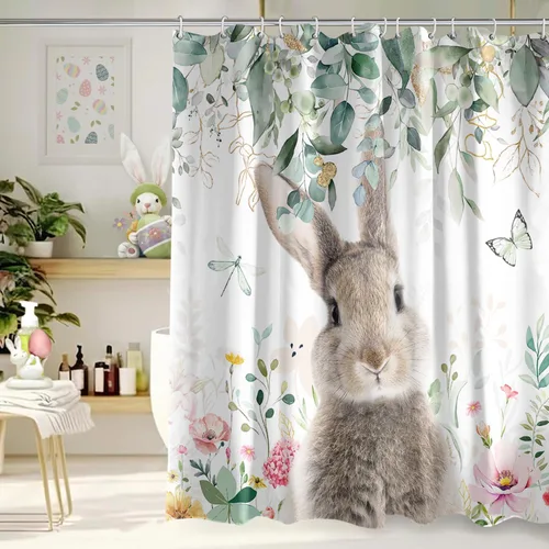 Vista 23 de Cortina de Ducha Feliz Navidad 72x72 Pulgadas Cortinas de Ducha de Reno Navideño para Baño con Ganchos Decoración Navideña de Baño Hogar Vacaciones