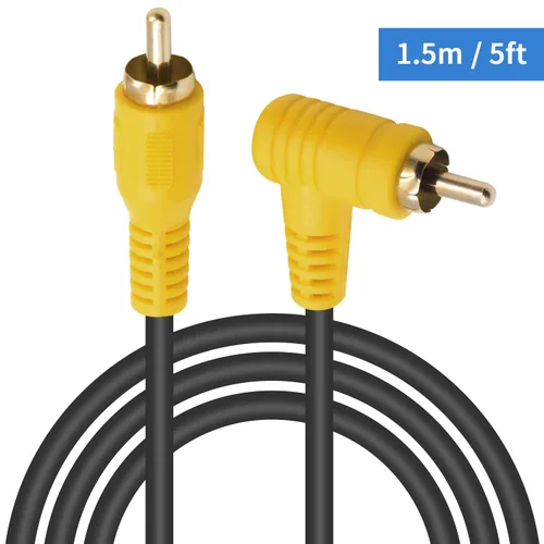 Vista 7 de Duttek Cable RCA de ángulo recto de 5 pies/4.9 ft, estéreo de 90 grados macho a macho con puerto chapado en oro 4K para amplificadores, cine