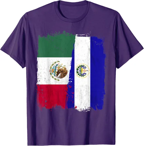 Vista 68 de Camiseta con la bandera mexicana de El Salvador con la mitad de la bandera mexicana de El Salvador