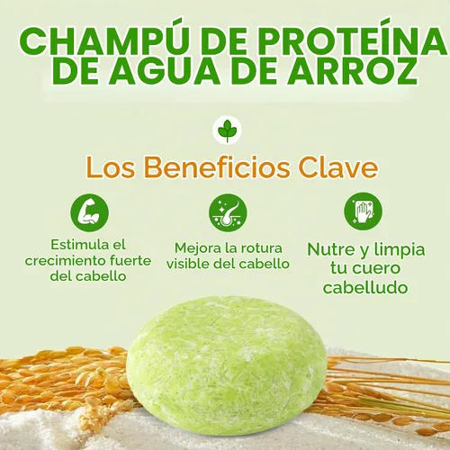 Vista 2 de Barra de champú y acondicionador de agua de arroz Muun para engrosar sulfato sin silicona