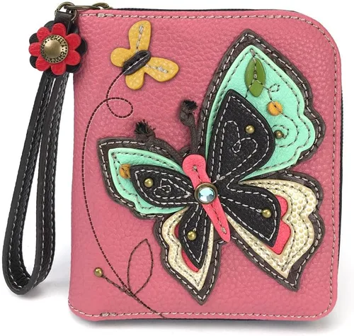 Vista 10 de Chala - Cartera con cremallera, para muñeca, 8 ranuras para tarjetas de crédito, piel sintética resistente Bluebird - Verde azulado