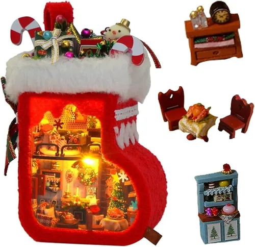 Vista 10 de Casa de muñecas en miniatura DIY con luces LED, cabina moderna creativa hecha a mano, mini modelo de casa, escena de muebles, mini artesanía