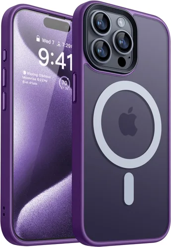 Vista 15 de CANSHN Funda magnética transparente compatible con iPhone 15 Pro [Compatible con Magsafe] [No amarillea] Funda protectora delgada y fina a prueba