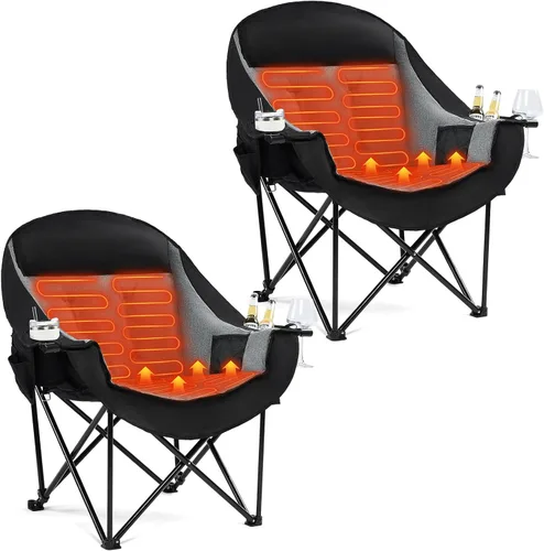 Vista 32 de Silla de camping de gran tamaño con calefacción, resistente, acolchada Negro (Allblack)