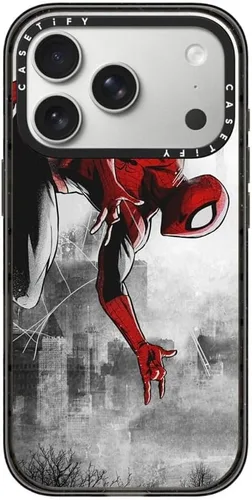 Vista 53 de CASETiFY Impact - Funda para iPhone 13 Mini [Marvel Colab / protección contra caídas de 8.2 pies/Magsafe] - Capitán América VS - Negro transparente