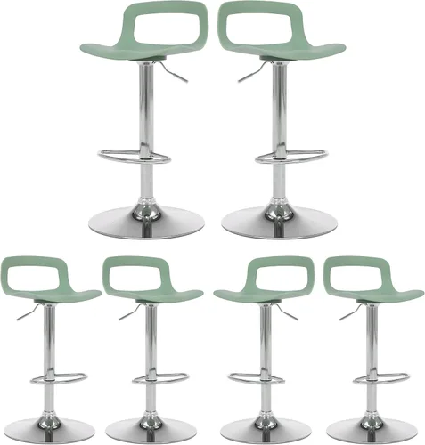 Vista 15 de Juego de 2 taburetes de bar, taburetes de bar giratorios de plástico ajustables, taburetes modernos con respaldo abierto y reposapiés, taburetes