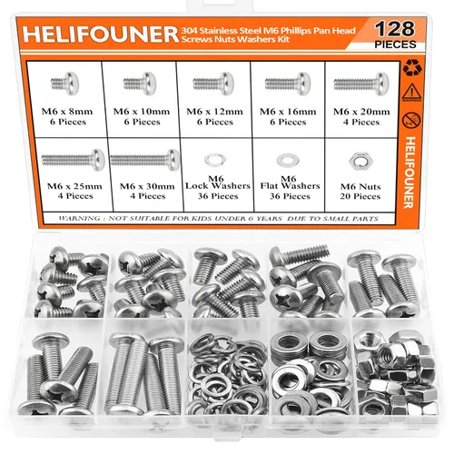 Vista 12 de HELIFOUNER 560 Piezas M2 x 4 mm / 6 mm / 8 mm / 10 mm / 12 mm / 16 mm / 20 mm, Tornillos de Cabeza de Botón con Cavidad Cilíndrica, Tuercas