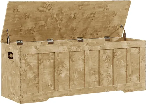 Vista 10 de VANKILEY 51.2" Storage Chest Extra Large,Wooden Storage Bench,Black+Brown