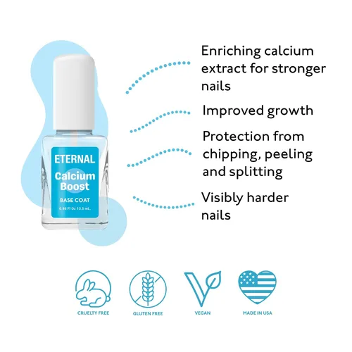 Vista 3 de Eternal Esmalte de uñas de gel de calcio – 0.5 fl oz de esmalte de uñas base Esmalte de uñas transparente para cuidado de uñas y fortalecedor