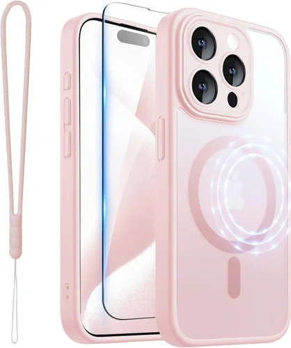 Vista 42 de ROYBENS Funda transparente mate para iPhone 12 Pro-Max compatible con Magsafe, protección completa de lente de cámara, protector de pantalla, correa