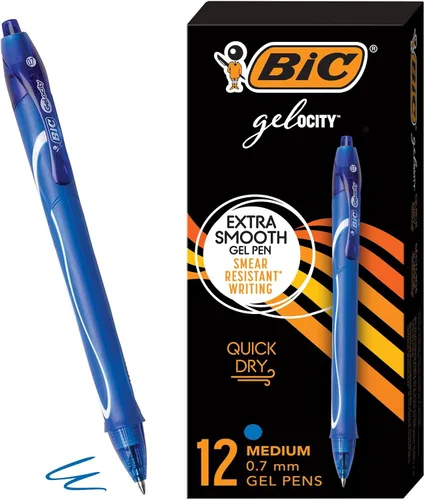 Vista 11 de BIC Gelocity - Bolígrafos de gel de secado rápido azul, punta media (0.7 mm - 1/32 pulgadas), paquete de 12 unidades, bolígrafos de gel retráctiles