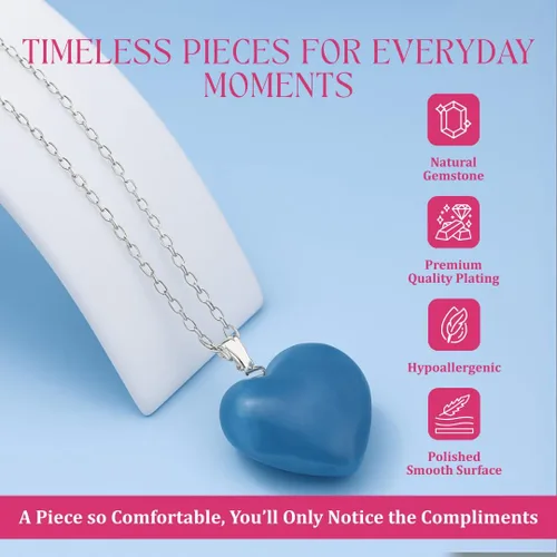 Vista 111 de Gempires Love - Collar con colgante de cristal de corazón para mujer, chapado en plata, cadena ajustable de 18 + 2 pulgadas
