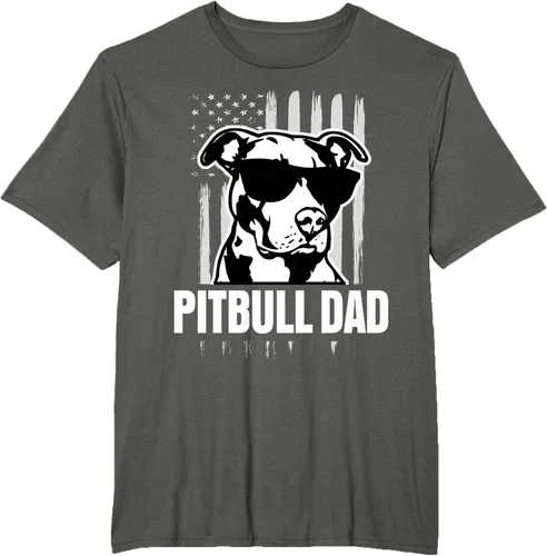 Vista 5 de Pitbull Dad - Camiseta para hombre con orgullo American Pit Bull Dog, Negro, S
