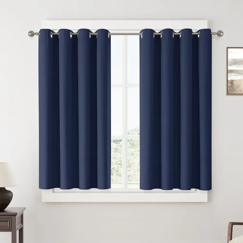 Vista 58 de ChrisDowa Cortinas 100% Opacas de Abedul Sólido de 45 Pulgadas de Largo, 2 Paneles para Dormitorio y Sala de Estar, Estilo Granja Oscurecedoras