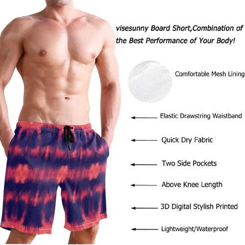 Vista 3 de visesunny Traje de baño para hombre con estilo de secado rápido, ropa de playa, pantalones cortos para natación, trajes de baño para fiestas
