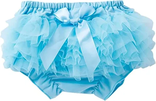 Vista 3 de Paquete de 2 pantalones cortos de algodón para bebés y niñas pequeñas con volantes y lazo