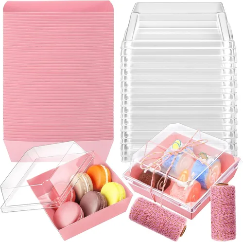 Vista 12 de Jetec Paquete de 50 Cajas de Charcutería con Tapas Transparentes y Cuerda de 4 Pulgadas Cajas Desechables Cuadradas para Postres con Tapas para Negro