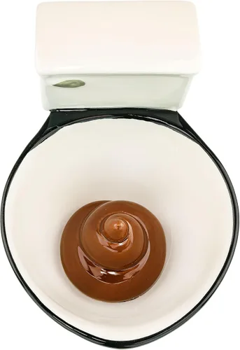 Vista 2 de Fairly Odd Novelties Taza de café de cerámica para inodoro, ahora con caca oculta, 11 onzas, color blanco
