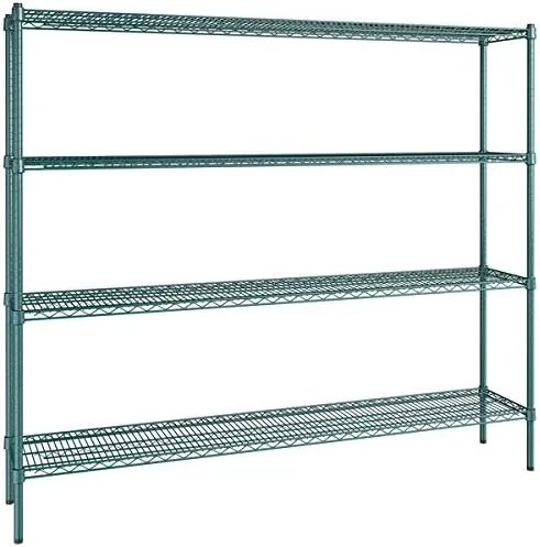 Vista 30 de Kit de 4 estantes de epoxi verde NSF de 21 x 72 pulgadas con postes de 86 pulgadas, estantería de almacenamiento resistente, kit de estantería