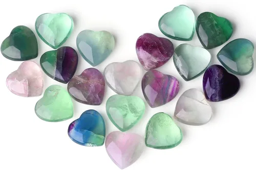Vista 27 de QINJIEJIE 10 piezas de cristales de corazón gruesos, cristales y piedras curativas, regalos a granel de cristales para mujeres, Piedra