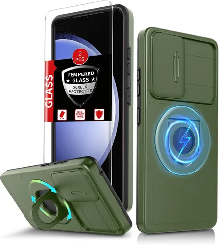 Vista 35 de Funda para Samsung Galaxy S21 FE con 2 protectores de pantalla de vidrio templado, funda con función atril para Samsung Galaxy S21FE con cubierta