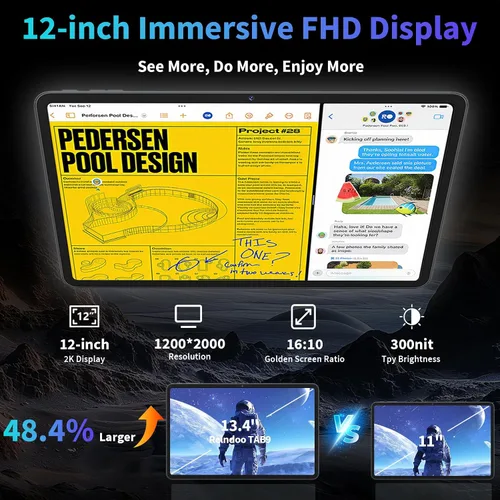 Vista 3 de Tablet grande de 12 pulgadas 2026, Android 16 con teclado, 24GB+256GB+2TB Expand, Tablets PC con 2K Gemini AI, 8000mAh, Octa-Core, 16+8MP, tabletas