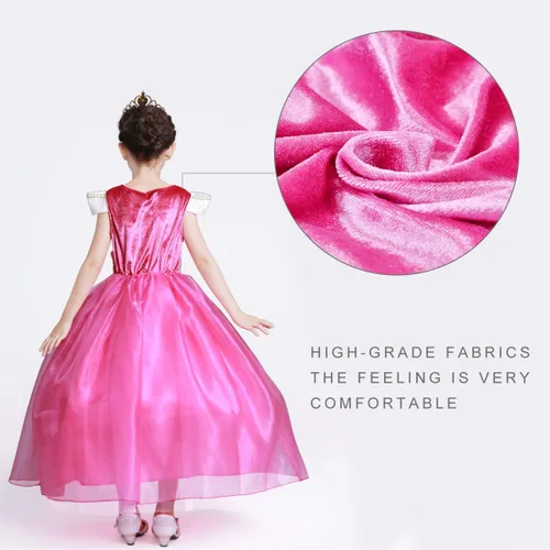 Vista 2 de LOEL Disfraz de princesa para niñas vestido largo de Aurora 472in 472in para 4-5 años rosa