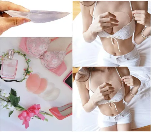 Vista 7 de 1 par de almohadillas de silicona reutilizables e invisibles, suaves e impermeables, con forma de abulón, para sujetador de vestido, bikini