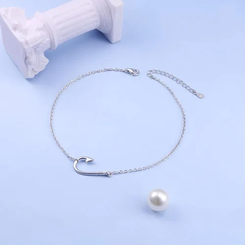 Vista 4 de DAOCHONG Tobillera para mujer de plata de ley S925 ajustable con cadena de pie y tobilleras