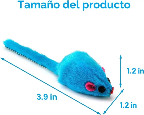 Vista 5 de 12 piezas de juguetes de ratón para gatos, juguetes de ratones de felpa sintética para gatos con cuerpo de plástico, juguetes interactivos de hierba