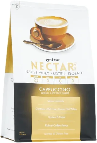 Vista 2 de Syntrax Nutrition Nectar Lattes, 100% proteína de suero aislado en polvo, capuchino, 2 libras