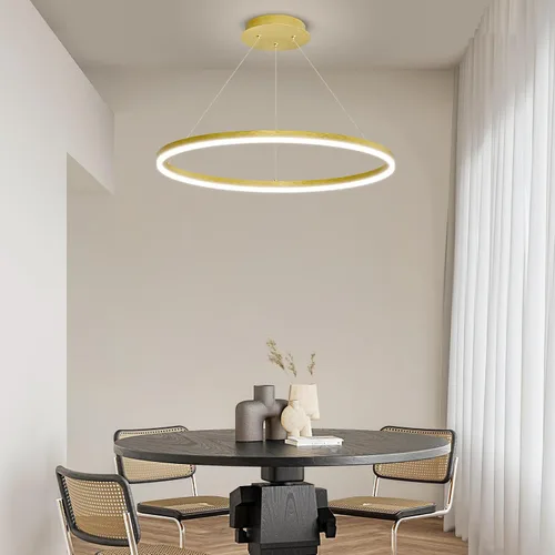 Vista 9 de Mikeru Lámpara LED moderna, lámpara colgante de techo con control remoto de 3000 a 6500 K, luz de temperatura de color ajustable para sala de estar