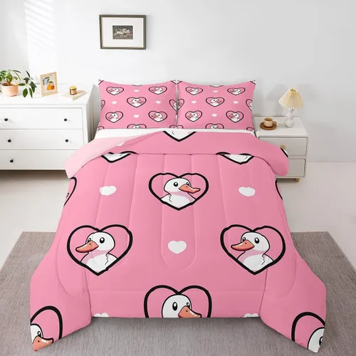 Vista 44 de Erosebridal Juego de ropa de cama a cuadros azul para niños, juego de cama individual con diseño de patos amarillos de dibujos animados, juego