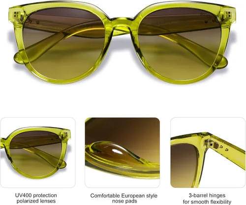 Vista 4 de SOJOS Gafas de sol polarizadas redondas para mujer, estilo de moda, protección UV, lentes de sol, SJ2175