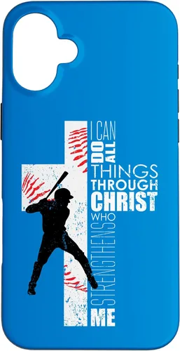 Vista 23 de Blue Christian Baseball Gifts Teen Boys Cross Bible Phone Case para iPhone 17