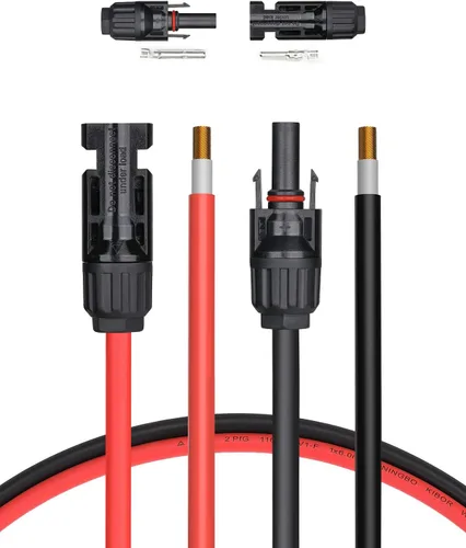 Vista 7 de BougeRV Cable de extensión solar 8AWG de 3 pies con conector hembra y macho con par adicional de conectores, kit de adaptador de panel solar